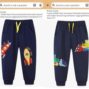 Irsuty (Amazon) Navy Rocket & Excavator Jogger Pants Bundle of 3, 100% Cotton